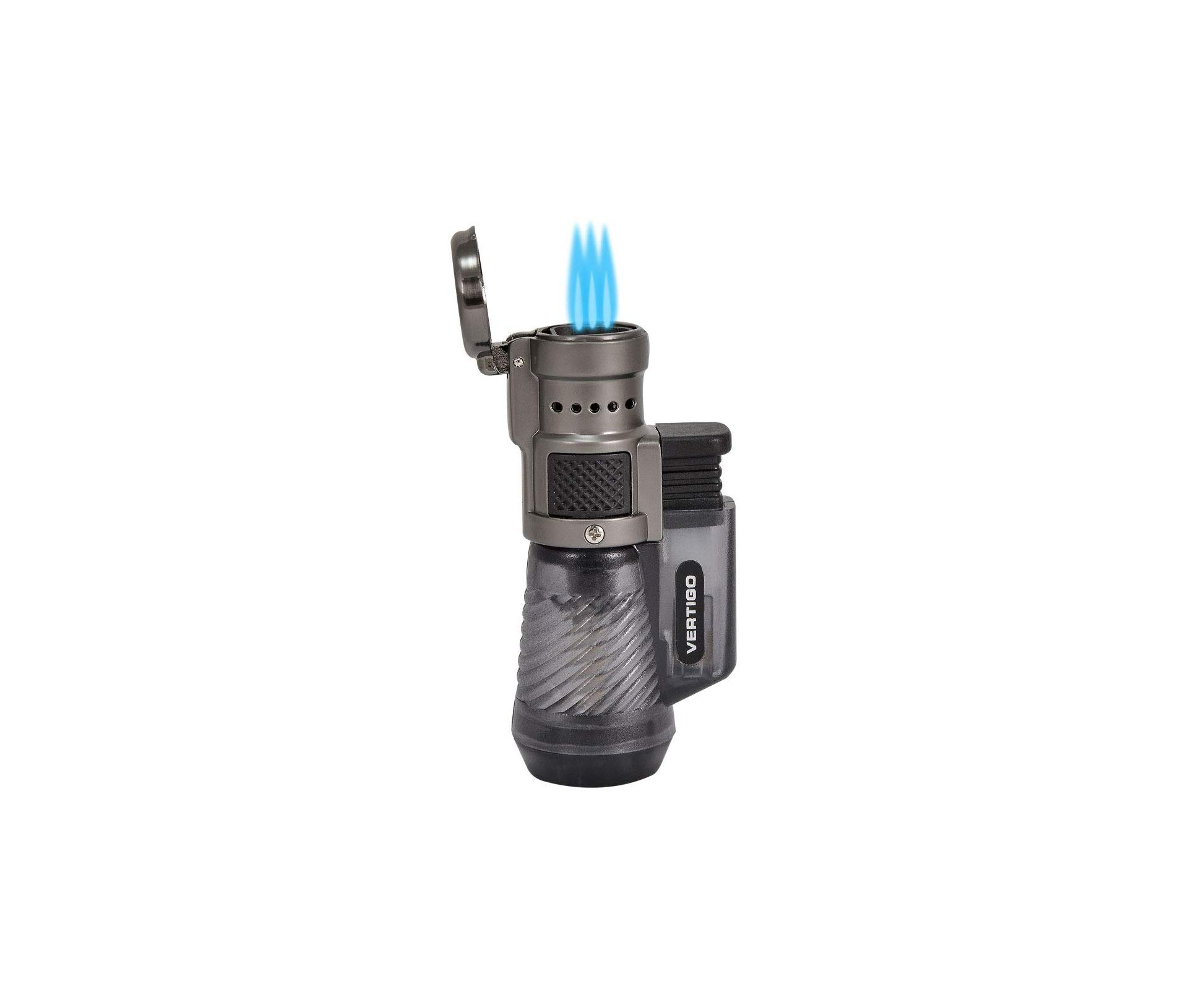 Vertigo Cyclone Charcoal and Brushed Chrome Triple Flame Torch Lighter